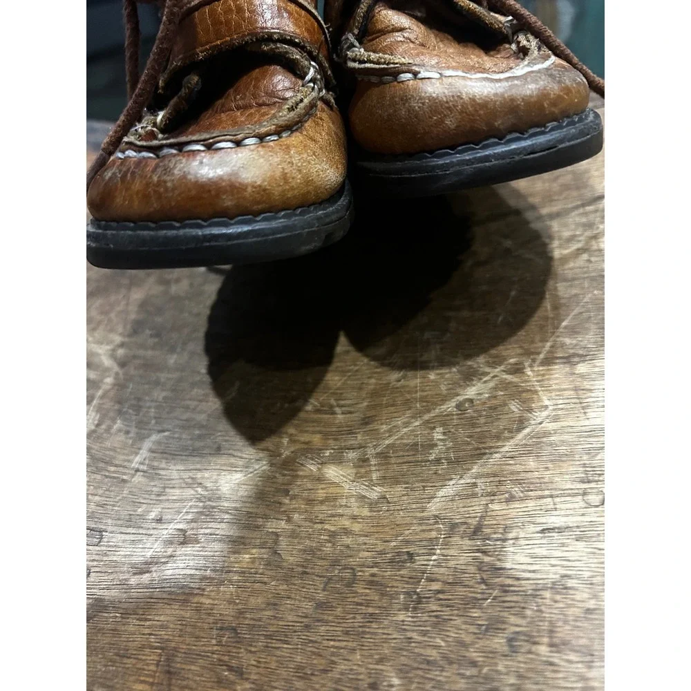 Polo Ralph Lauren Toddler 7 Brown Leather Buckle Lace Up Moc Toe Boots Ranger